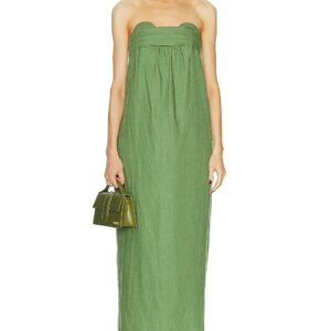 ADRIANA DEGREAS Jellyfish Solid Strapless Long Dress in Dark Green - Green. Size M (also in ).