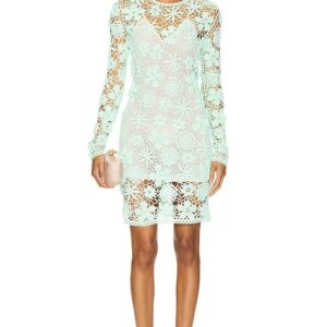 AKNVAS X Revolve Sydney Crochet Mini Dress in Mint. Size L, S, XS.