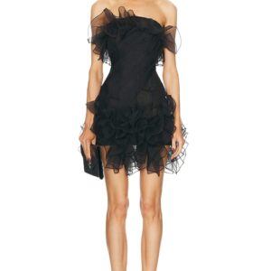 AKNVAS for FWRD Strapless Mini Dress in Black - Black. Size 2 (also in 0).