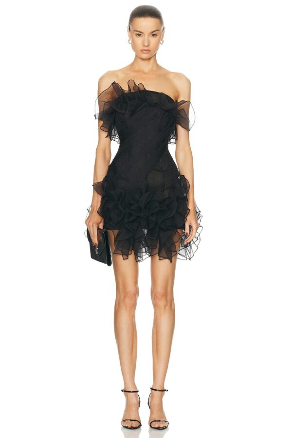 AKNVAS for FWRD Strapless Mini Dress in Black - Black. Size 2 (also in 0).