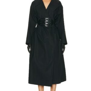 ALAÏA Belted Trench Coat in Noir - Black. Size 36 (also in 42).