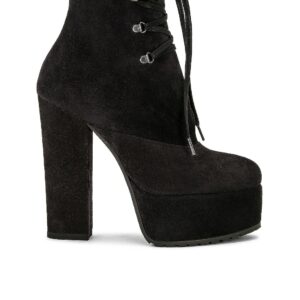 ALAÏA Platform Lace Up Boot in Carbone - Black. Size 38.5 (also in 36.5, 37, 37.5, 38, 39, 41).