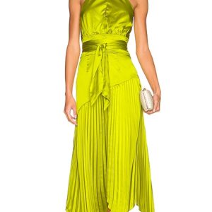 AMUR Dixon Halter Dress in Yellow. Size 00.