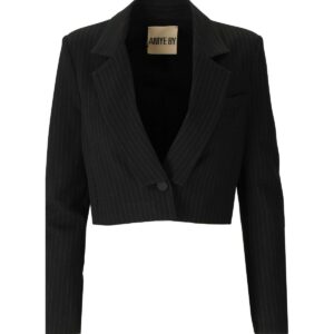 ANIYE BY DARREL BLACK PINSTRIPE CROPPED JACKET