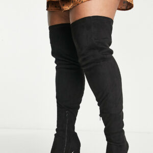 ASOS DESIGN Curve Kenni block-heeled over the knee boots in black