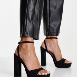 ASOS DESIGN Noun platform barely there block heeled sandals in black