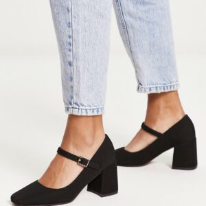 ASOS DESIGN Selene mary jane mid block heeled shoes in black