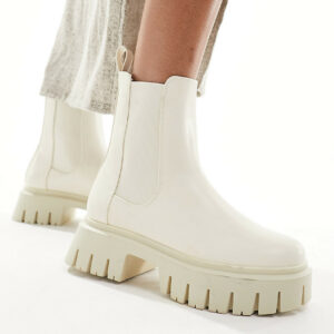 ASOS DESIGN Wide Fit Anthem chunky chelsea boots in off-white