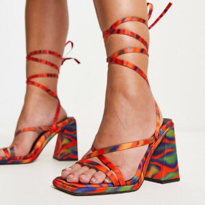 ASOS DESIGN Wide Fit Nara strappy block heeled sandals in multi