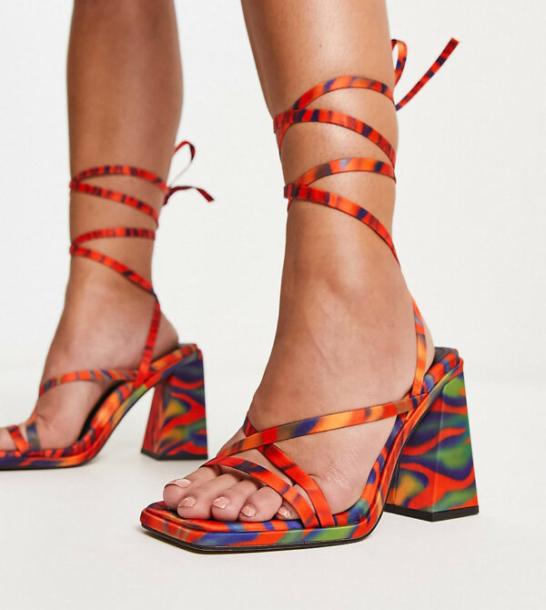 ASOS DESIGN Wide Fit Nara strappy block heeled sandals in multi