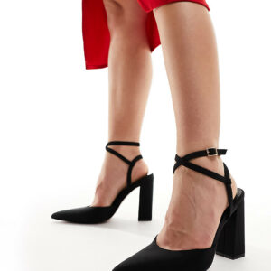 ASOS DESIGN Wide Fit Paige high block heels in black