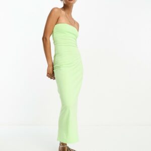 ASOS DESIGN bandeau bodycon midi dress in lime-Green