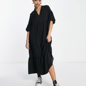 ASOS DESIGN chuck on smock midi dress in black