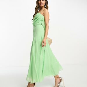 ASOS DESIGN corset midi dress with soft cowl front in green