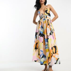 ASOS DESIGN multiway bikini detail midi sundress in bold floral