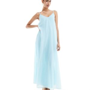 ASOS DESIGN open back cami trapeze maxi dress in pastel blue