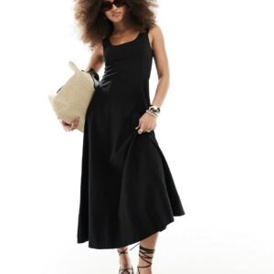 ASOS DESIGN seamed maxi tennis sundress in black