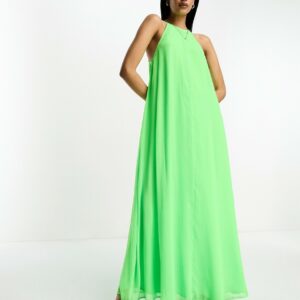 ASOS DESIGN soft halter maxi sundress in neon green