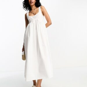 ASOS DESIGN square neck midi smock sundress in white