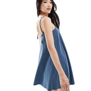 ASOS DESIGN trapeze mini cami dress in indigo blue