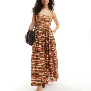 ASOS DESIGN voile picnic midi sundress in stripe print-Multi