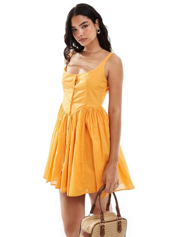 ASOS DESIGN voile picnic mini sundress in radiant yellow-Orange