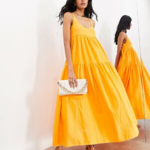 ASOS EDITION super full scoop neck tiered maxi dress in marigold orange