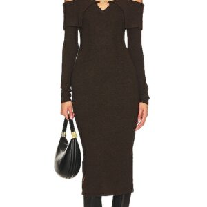 ASTR the Label Lillian Sweater Dress in Chocolate. Size L, S, XL.