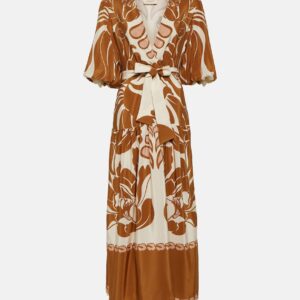 Adriana Degreas Printed puff-sleeve silk maxi dress