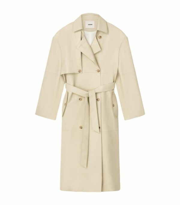 Aeron Leather Belted Peggy Trench Coat