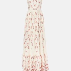 Agua by Agua Bendita Achiote Florero embroidered linen maxi dress