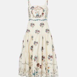 Agua by Agua Bendita Lima Florero embroidered linen midi dress