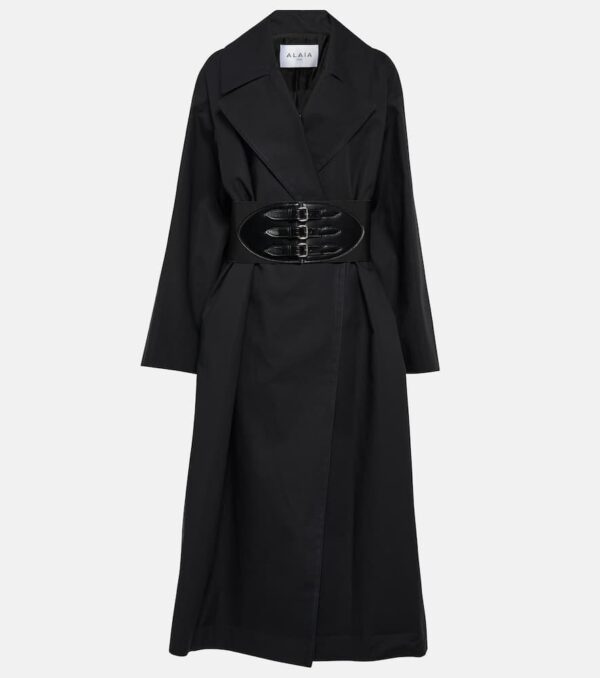 Alaïa Belted cotton-blend coat