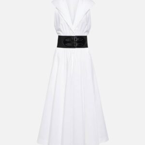 Alaïa Belted cotton poplin midi dress