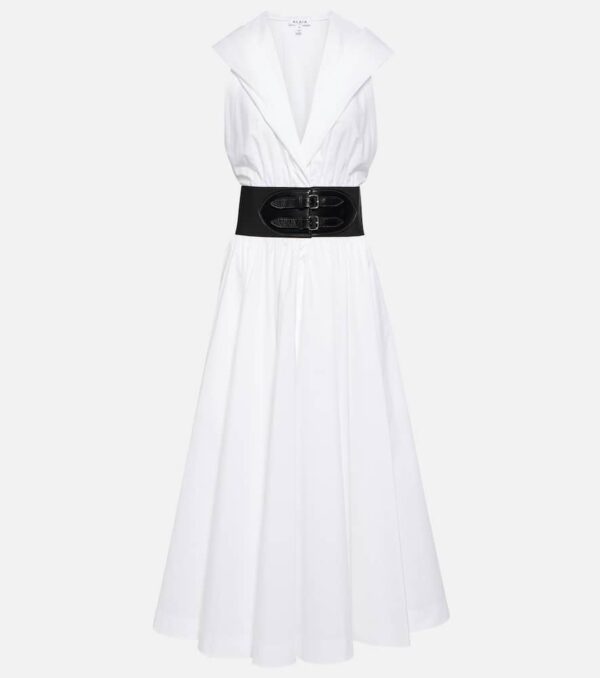 Alaïa Belted cotton poplin midi dress