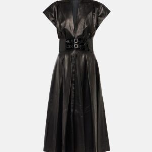 Alaïa Belted leather midi dress