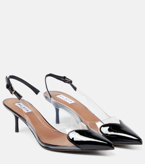 Alaïa Cœur leather-trimmed PVC pumps