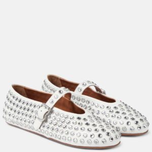 Alaïa Crystal-embellished leather ballet flats