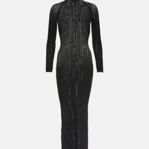 Alaïa Distressed wool-blend midi dress