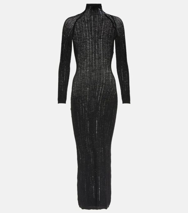 Alaïa Distressed wool-blend midi dress