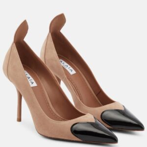 Alaïa Heart suede and patent leather pumps