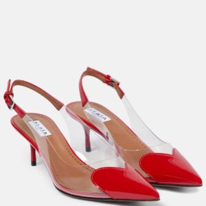 Alaïa Le Cœur leather and PU slingback pumps