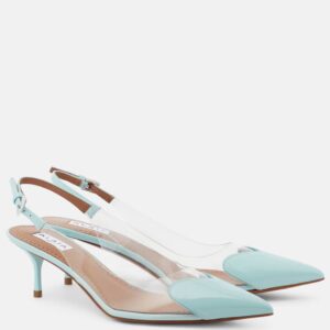 Alaïa Le Cœur patent leather and PU slingback pumps