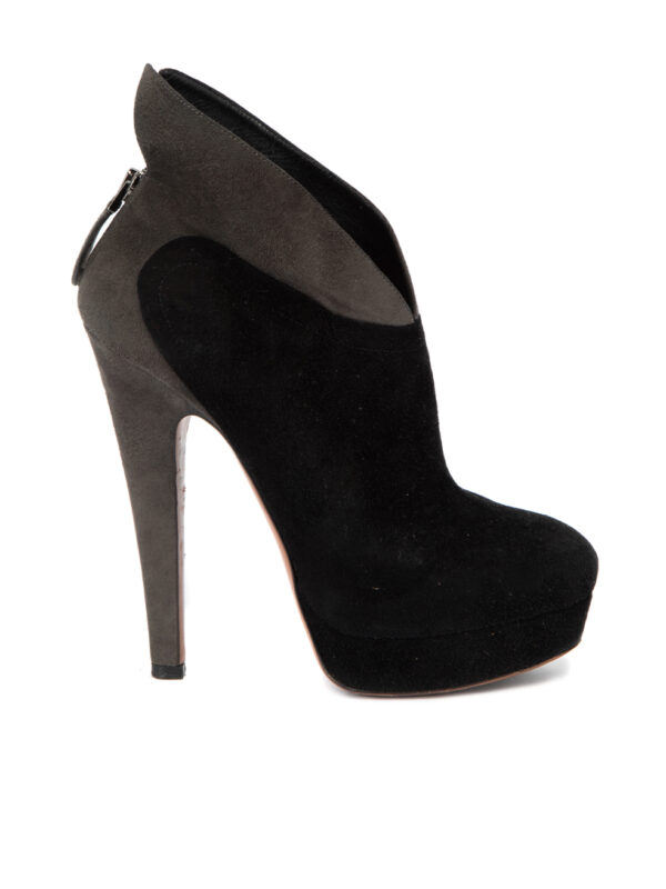 Ala�a Black & Grey Contrast Platform Ankle Boots