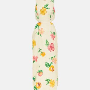 Alémais Cutout linen floral midi dress