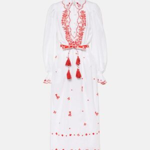 Alémais Hearts embroidered cotton midi dress