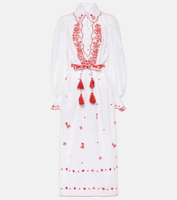 Alémais Hearts embroidered cotton midi dress