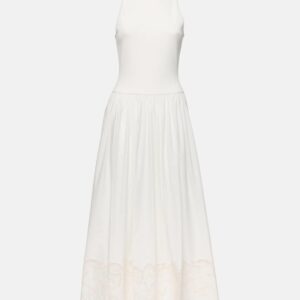 Alémais Pegasus embroidered cotton poplin midi dress