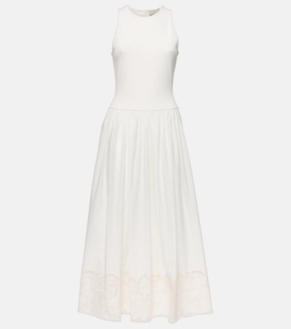 Alémais Pegasus embroidered cotton poplin midi dress