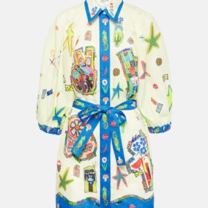 Alémais Printed belted linen shirt dress